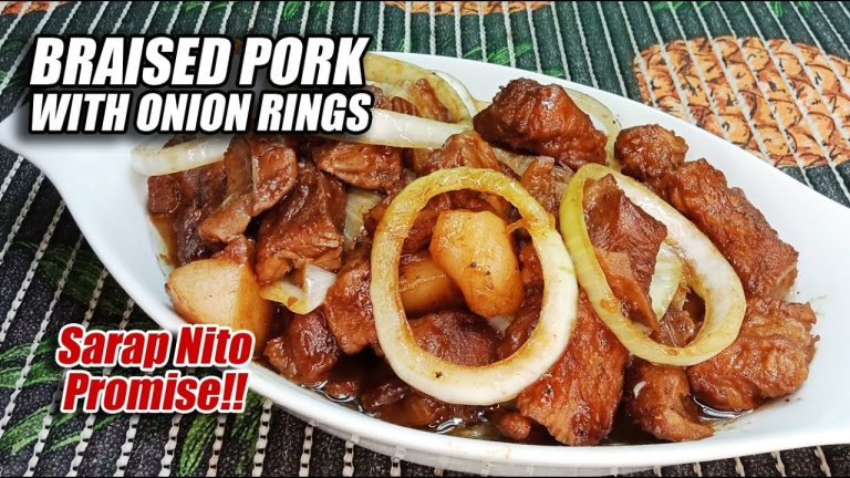 GAWIN MO ITO SA PORK AT SUPER SARAP!!! MAPAPA EXTRA RICE KA SA SARAP – BRAISED PORK WITH ONION RINGS