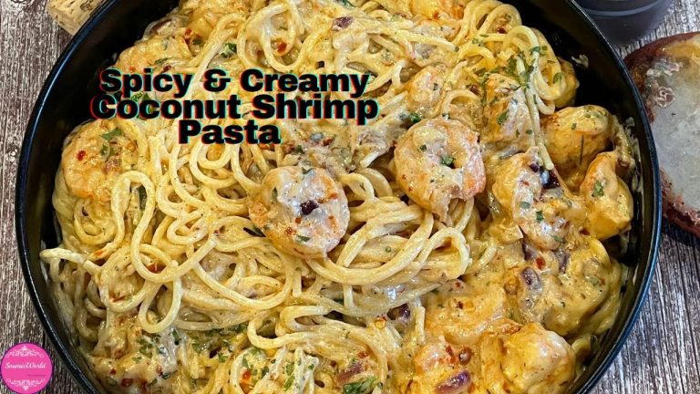Spicy Coconut Shrimp Pasta I Creamy Coconut Shrimp  Pasta