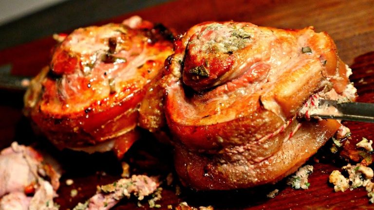 PORK BELLY on the ROTISSERIE – SPIT ROAST PORK BELLY – crispy skin