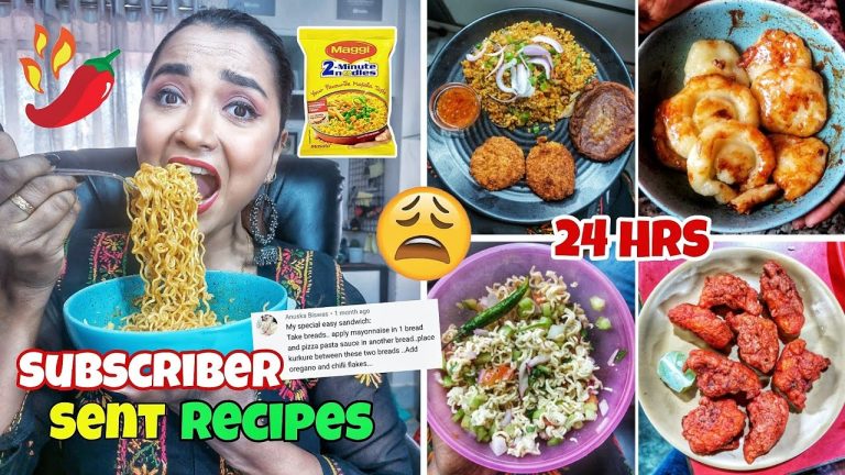 Eating My SUBSCRIBER Sent RECIPES for 24 Hours Challenge – Weird Viral Short FOOD CHALLENGE – India