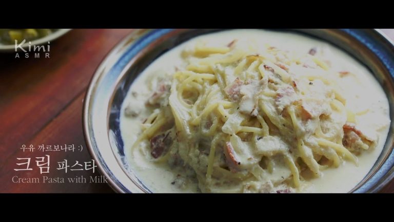 [Cooking ASMR] 우유 크림 파스타  Cream Pasta recipe :: Movie, No Talking, No Music (키미 Kimi)