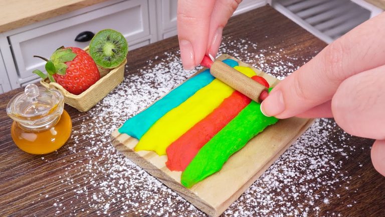 Softest Miniature Rainbow Bubble Bread Recipe | Amazing Tiny Bread Recipe by Miniature Cooking