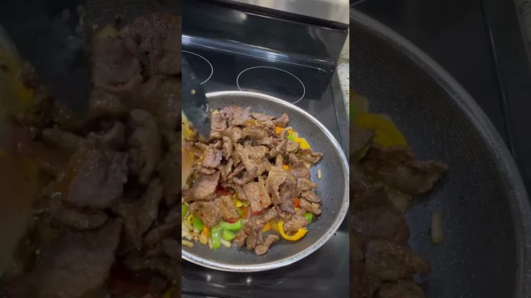 Mouth watering pepper steak and white rice