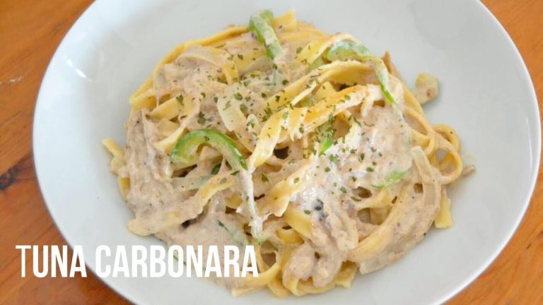 CREAMY TUNA CARBONARA PASTA RECIPE (FILIPINO STYLE)