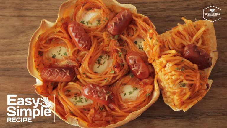 스파게티를 올린 또띠아 만들기 : Tortilla topped with Spaghetti Recipe | Cooking tree