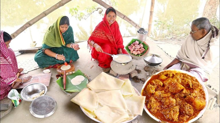 মাত্র 5 মিনিটেই কাগজের মতো পাতলা 15 পিস রুটি তৈরি করলাম সাথে চিকেন কষা||chicken curry recipe