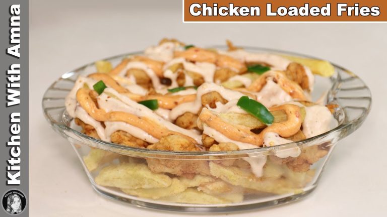 Chicken Loaded Fries with Cheese Sauce Recipe by Kitchen With Amna