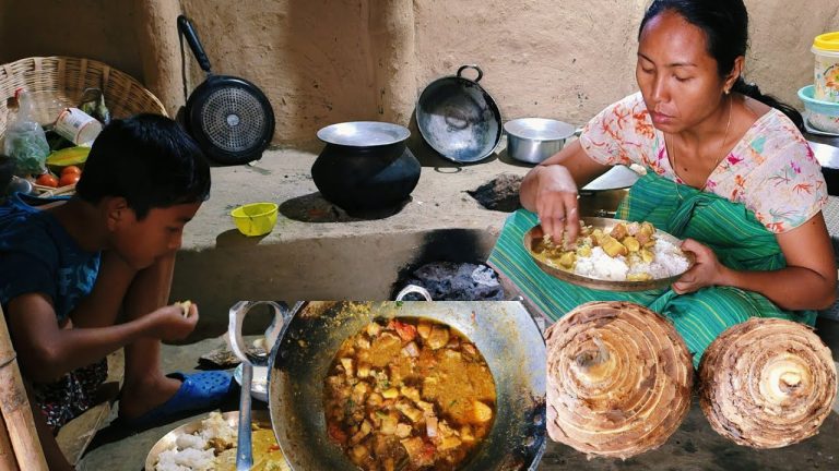 Pork & Taro Recipe | Simple & Village Style Cooking | Rural Village Life In India.