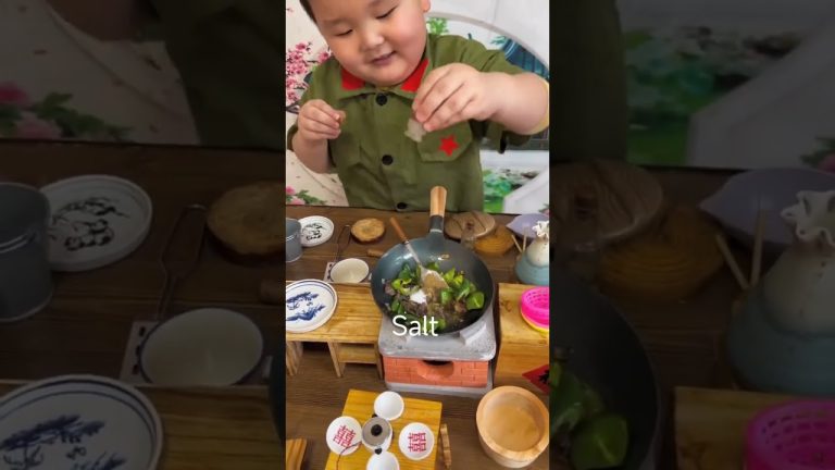 New Cooking Recipe|How Little Chef Fried Beef with Green Chilli|Cooks for Himeself