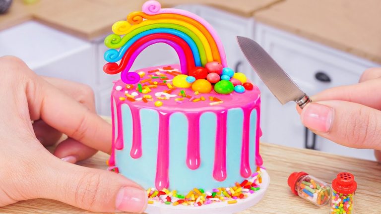 🌈Colorful Miniature Rainbow Bubblegum Cake Decoration – Mini Rainbow Cake Recipe | Mini Bakery