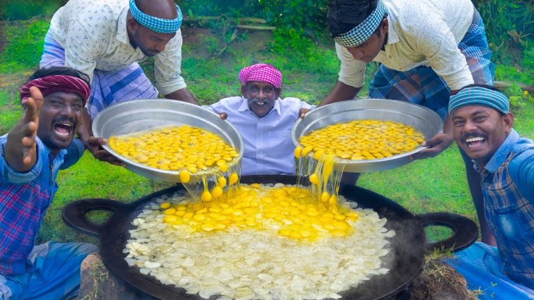 POTATO OMELETTE | BIG Spanish Omelette Recipe Cooking in Indian Village | Egg Recipes | Egg Omelette