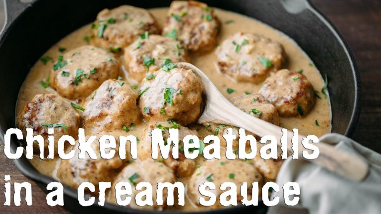 Dinner: Chicken Meatballs in a Cream Sauce Recipe – Natasha's Kitchen