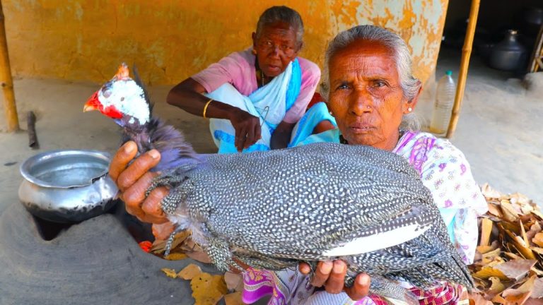 Turkey Chicken Recipe | How tribe grandmothers cleaning and cooking turkey | Titir chicken recipe