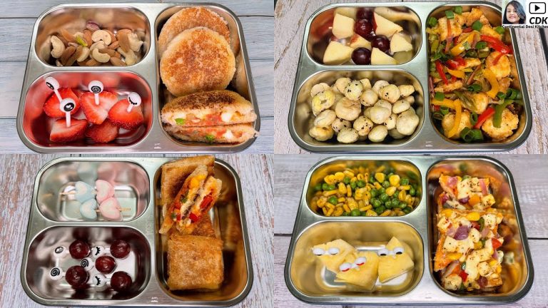 4 TIFFIN RECIPES WITH BREAD | Healthy Tiffin Recipes For Kids | Quick Lunch Box Ideas #sandwich