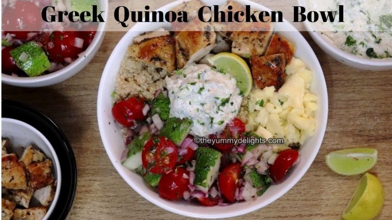 Greek chicken quinoa bowl | chicken quinoa recipes | Greek quinoa bowls
