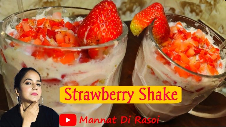 Mannat Style Fresh Strawberry Milkshake | Strawbery Smoothie | Strawberry Milkshake Without Icecream