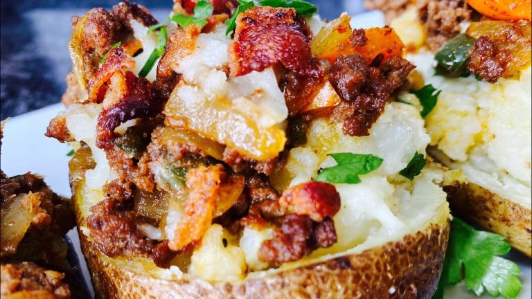 Ground Beef Fully Loaded Twice Baked Potatoes | Must Try Recipe