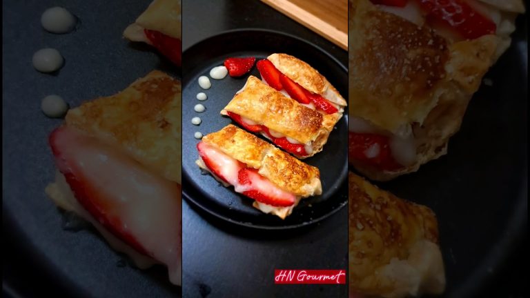 Strawberry Cream Puffs Recipe | Easy Dessert Recipe | Puff Pastry Dessert 🍓🍓😍 #shorts #viralshorts