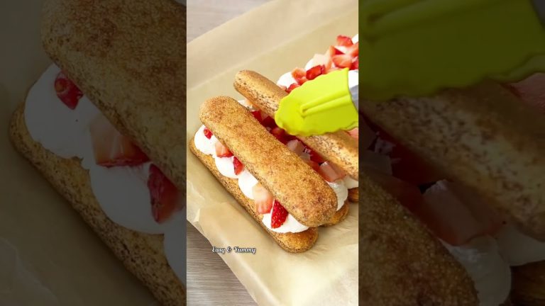 Strawberry Tiramisu dessert in 10 minutes! Full recipe on my channel!