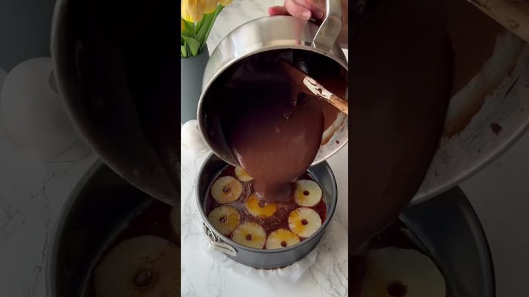 Pineapple Chocolate Cake with caramel | #food #foodie #yummy #delicious #chocolate #shorts #dessert