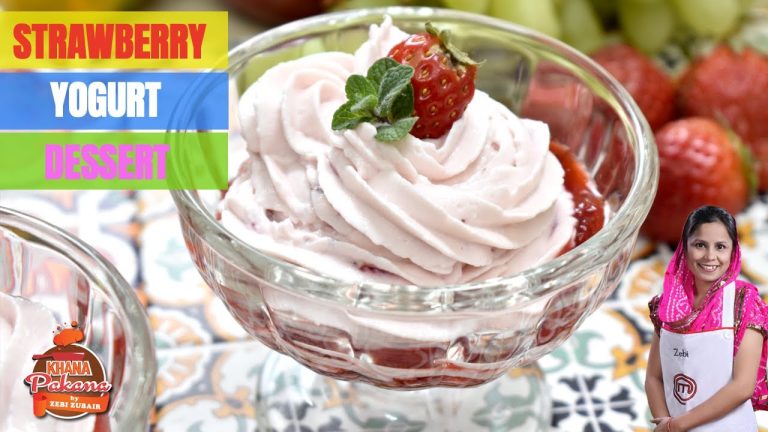Strawberry Yogurt Dessert | Strawberry frozen yogurt recipe | Chef Zebi Zubair