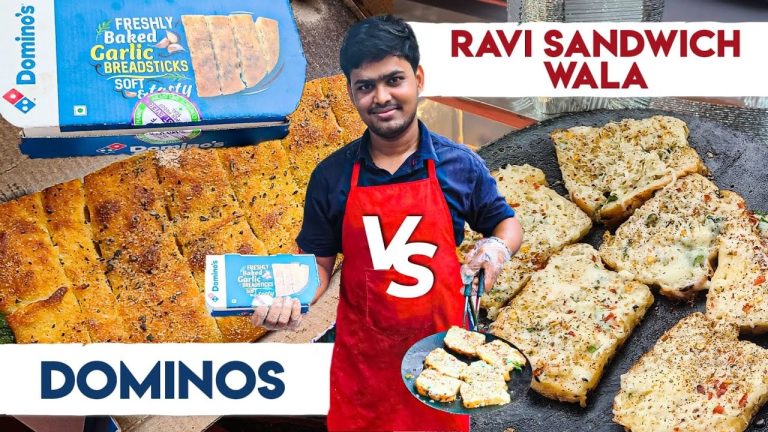 Dominos vs Ravi Sandwhich #foodchallenge | Garlic Bread street food recipe | My Kind of Productions
