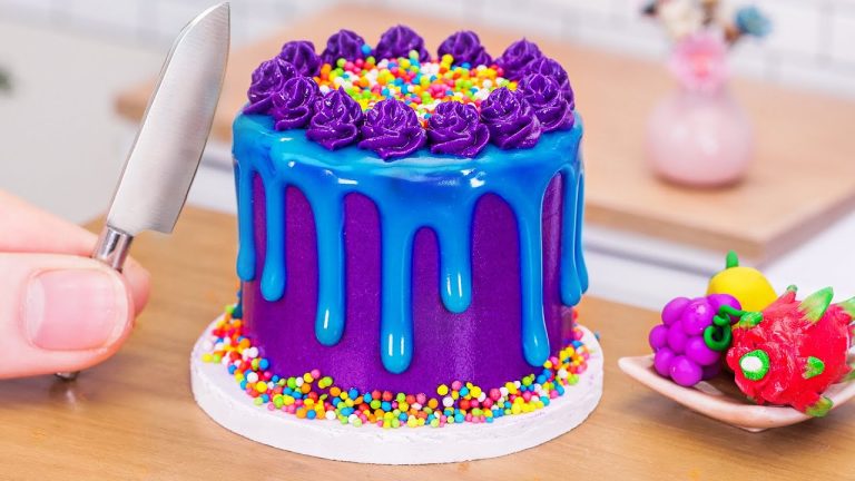 Moist Miniature Sprinkles Purple Grape Cake Decorating – Mini Fruits Dessert Recipe | Mini Bakery