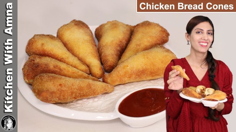 Chicken Bread Cones Recipe | Cheesy Chicken Bread Cones | Kitchen With Amna