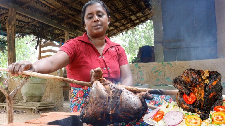 Chicken BBQ recipe..This is how to BBQ chicken easily in a clay stone stove. .village kitchen recipe
