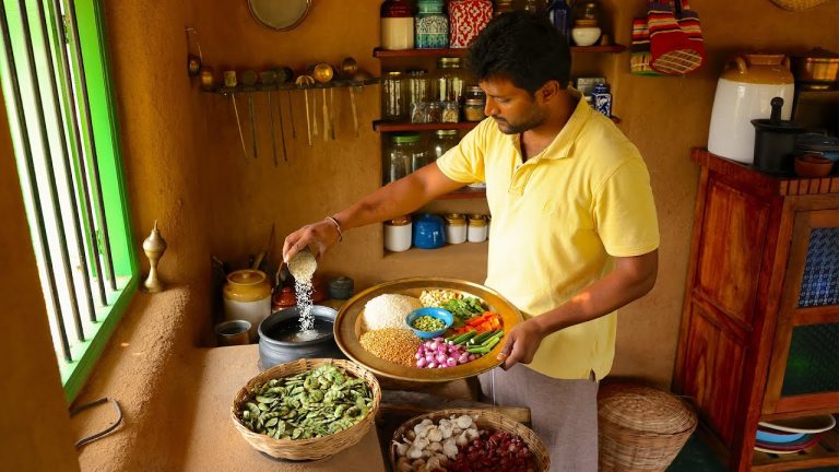 VEGETABLE Recipe | SAMBAR Rice Recipe || Veg Village Food Cooking in Village || The Traditional Life