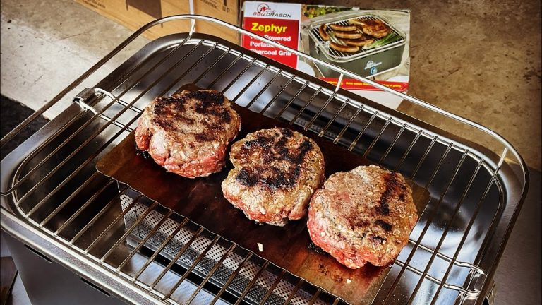 Honest Review Of The Portable BBQ Charcoal Grill From BBQ Dragon! / 1/3 Pound Burgers! Very Nice!