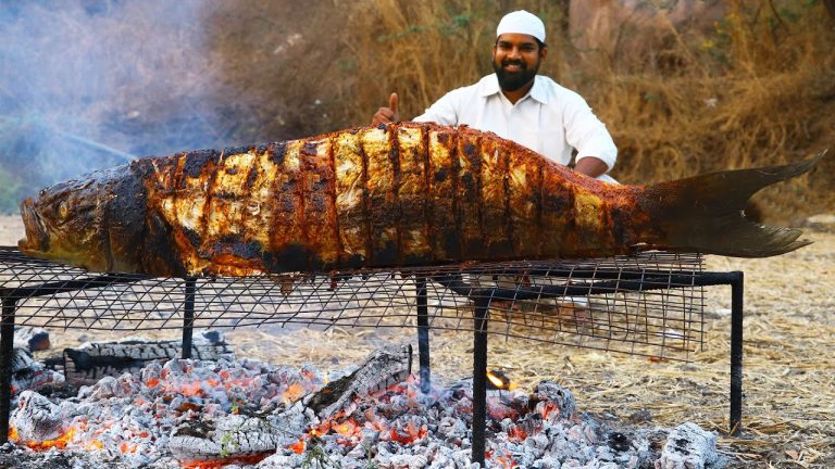 40 Kg Full Fish BBQ Recipe || Big Murrel Sea Fish Grill Recipe || Nawabs kitchen