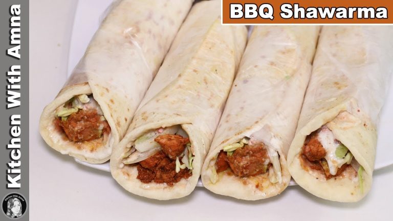 BBQ Shawarma With Homemade Bread and Sauce | Chicken Shawarma Recipe | Kitchen With Amna