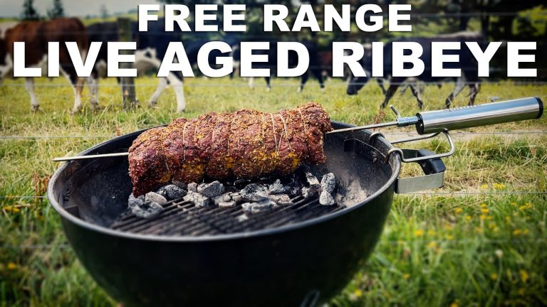 LIVE AGED Beef Ribeye on a SPIT  | Spit Fire Cooking  | BBQ Pit Boys