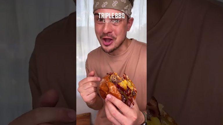 Little triple BBQ smash burger,with cheddar cheese and fries🍟😎❤️🍔|Recipe in description|CHEFKOUDY