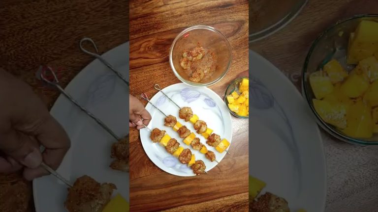 Chettinad Prawn Mango Skewers – Spicy Sweet Delicacy #food #foodie #prawns #cooking  #bbq #recipe