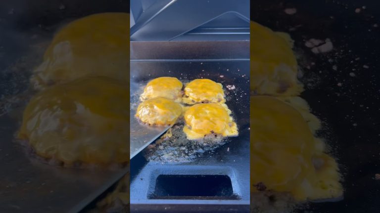 Smash Burgers on the @TraegerGrills Flatrock. #bbq #traeger