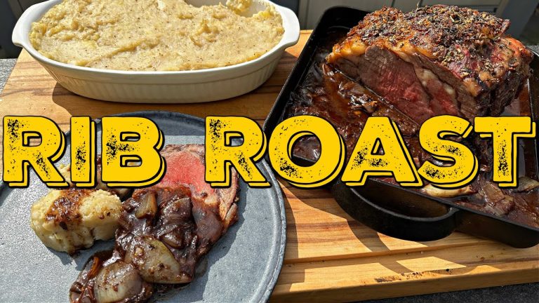 3kg RIB ROAST VOM GRILL mit Rotweinsauce und Blumenkohl-Kartoffelstampf