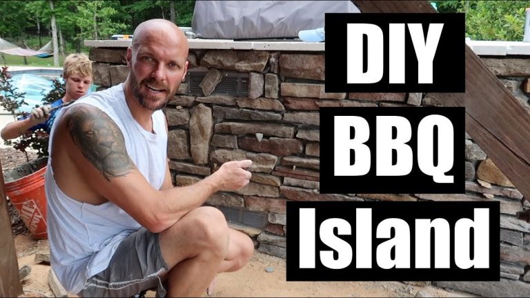 How to Build a Outdoor BBQ Island with Stone Veneer | Built-in BBQ EPISODE 3