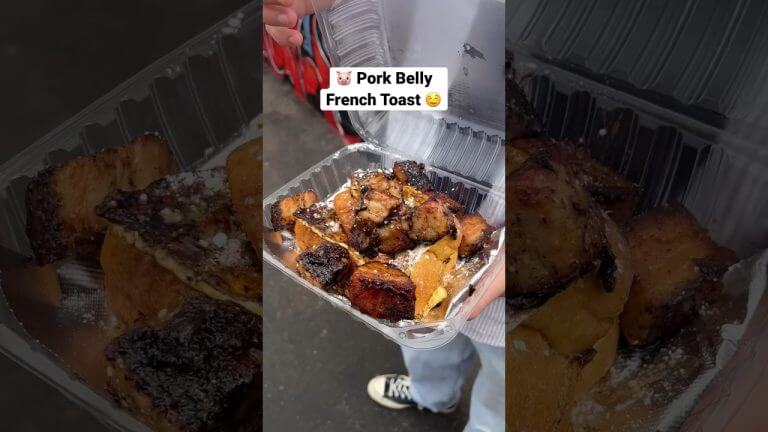 Pork Belly French Toast at a backyard bbq joint 🔥 #porkbelly #breakfast #barbecue
