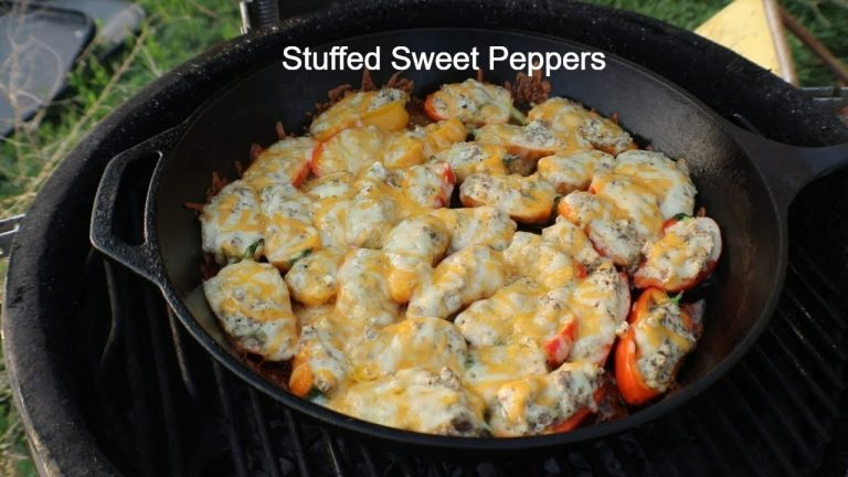 Stuffed Peppers In a Cast Iron, on the BBQ #shorts