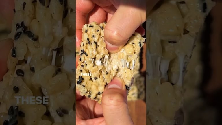 Rice krispies treats, but make it ✨black sesame✨ #food #yummy #recipe #cooking #dessert #baking