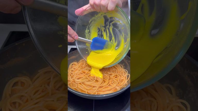 SEAFOOD CARBONARA 🦐🍋🍝 with Red Shrimp Tartare #shorts #asmr #recipe