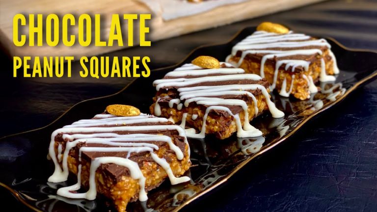 Chocolate Peanut Squares Recipe | Chocolate Dessert Recipes | Meghna’s Food Magic