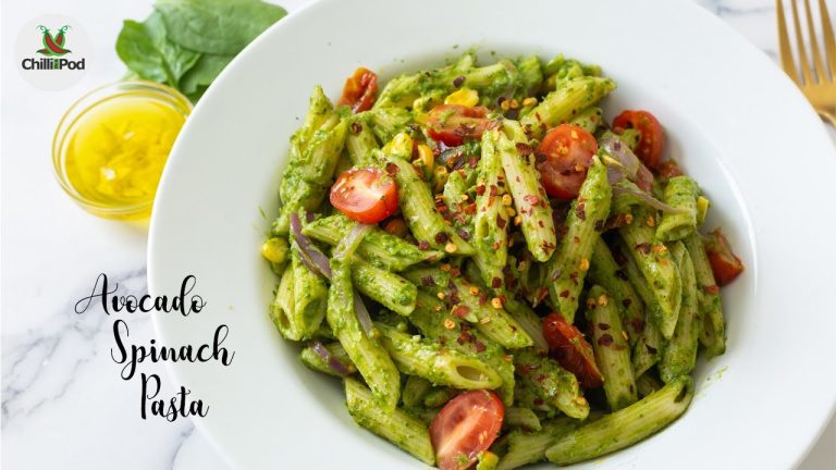Creamy Avocado Spinach Pasta | Easy Vegan Pasta recipe |  Healthy Avocado spinach pasta