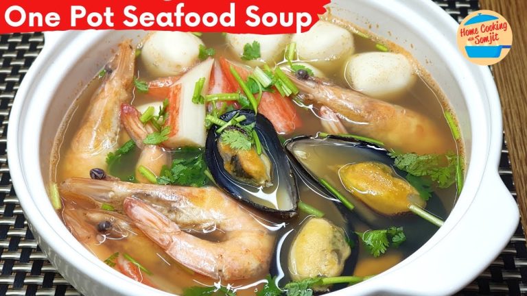 Simple One Pot Seafood Soup Recipe with Prawn Broth