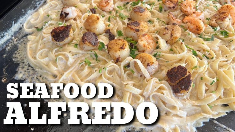 Seafood Alfredo on the Griddle (Easy Flat Top Grill Recipe)