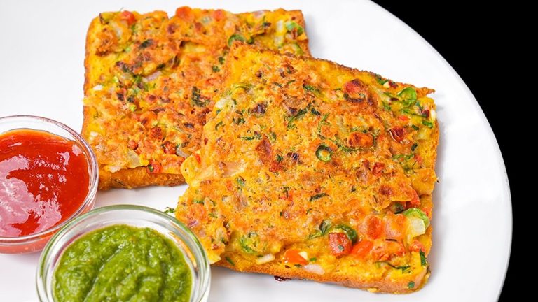 Spicy Veg Toast | ५ मिनट में ब्रेड का मज़ेदार नाश्ता | Besan Toast Recipe |Breakfast  |KabitasKitchen