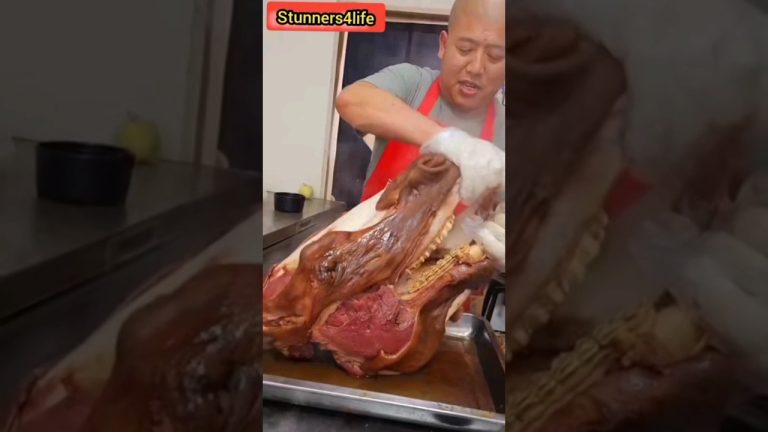 MOST BIZARRE FOOD SERVED IN ASIAN; COW/GOAT HEAD 2024 #shorts #bbq #streetfood #chicken