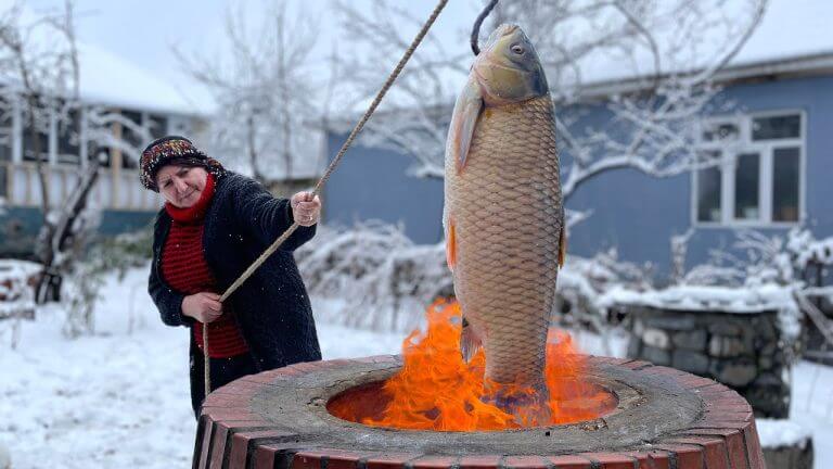 Huge Fish Cooking Method in a Big Tandoor! Grandma's Brilliant Recipe!